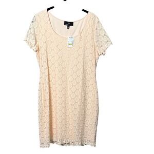 Ronni Nicole Med Pink Lace Dress Stain Mart Short Sleeve Party
